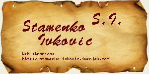 Stamenko Ivković vizit kartica